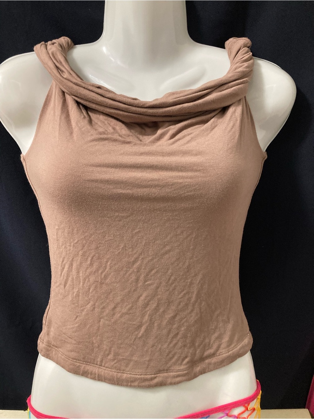 Dynamite Taupe Cowl Neck Sleeveless Top XXS